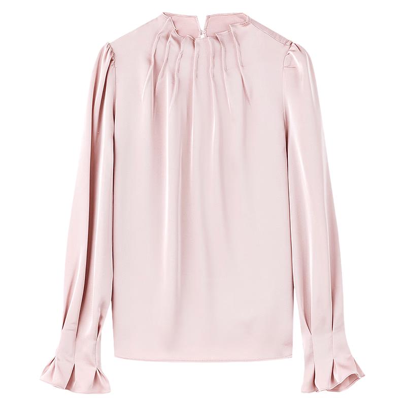 Qiushui Yiren Elegant Pearl Button Lace Chiffon Blouse M
