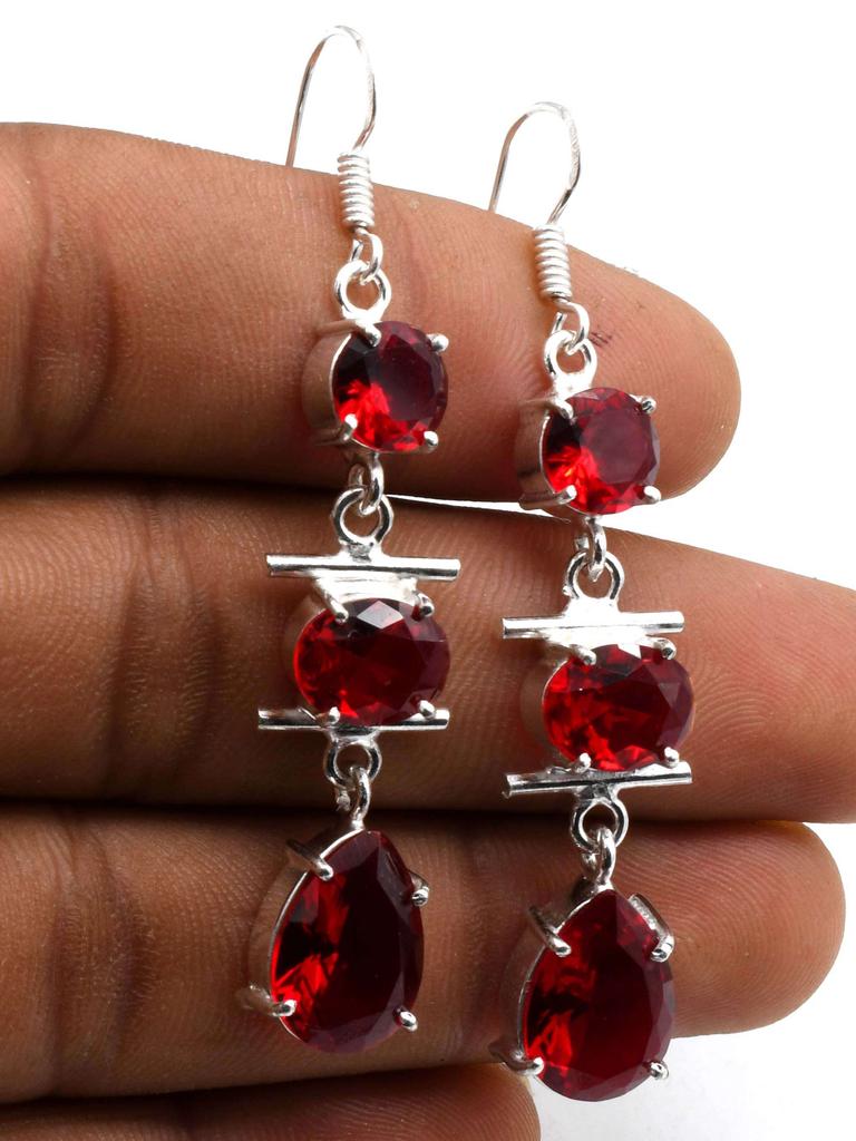 Garnet Gemstone Ethnic Handmade Drop Dengle Earring Jewelry ER 315