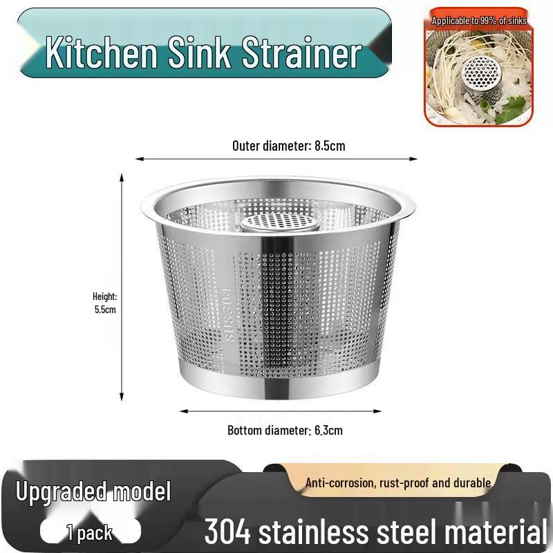 Stainless Steel Kitchen Sink Drain Filter - Anti-Clogging Siphon Screen for Wash Basins and Debris Pools