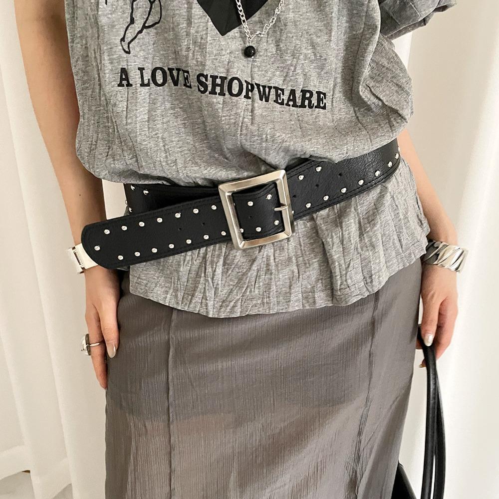 Punk Style Wide Women's Belt Designer Dress Jeans Belt Heavy-Duty Rivet Waist Belt  Streetwear