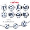 Cartoon Taurus Gemini Star Heart Twelve Zodiac Sign Set Original Copper Charms Beads Fit Bracelet Diy Birthday Women Gift