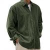 Men's Casual -color Corduroy Button Shirt, Men's Long-sleeved Trendy Loose Square-neck Thick Shirt