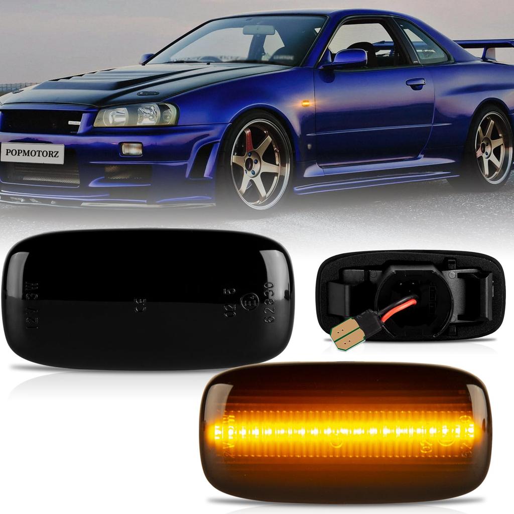POPMOTORZ LED Front Turn Signals for Skyline Silvia Serena Stagea M35 Stage AM Primera P12 Bluebird Sylphy G10 Primera Camino Wagon Primer Camino P11