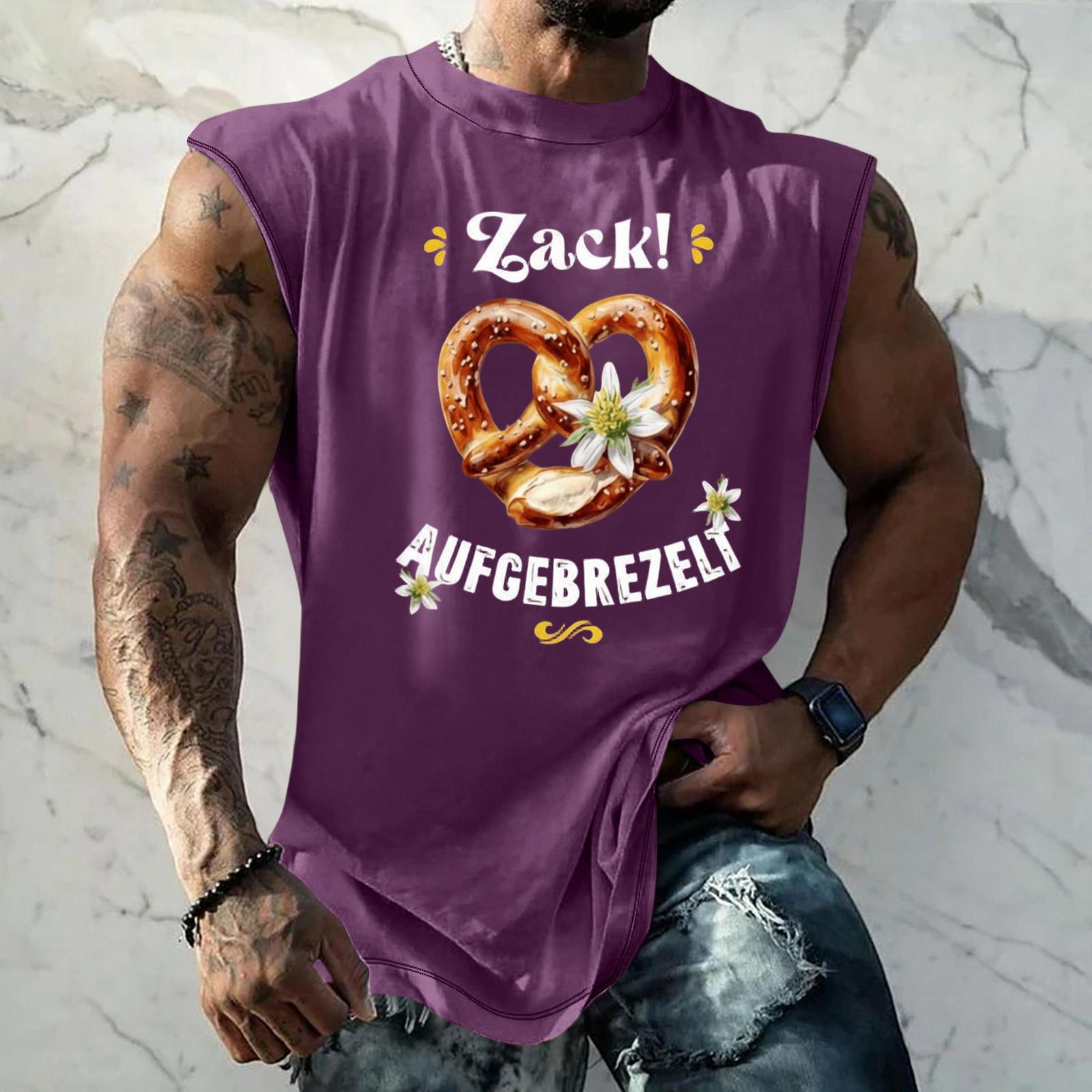 

Men s Loose Fit Sleeveless Tank Top Textured Print Casual Streetwear Summer Vacation Daily Wear XXXXL фіолетовий