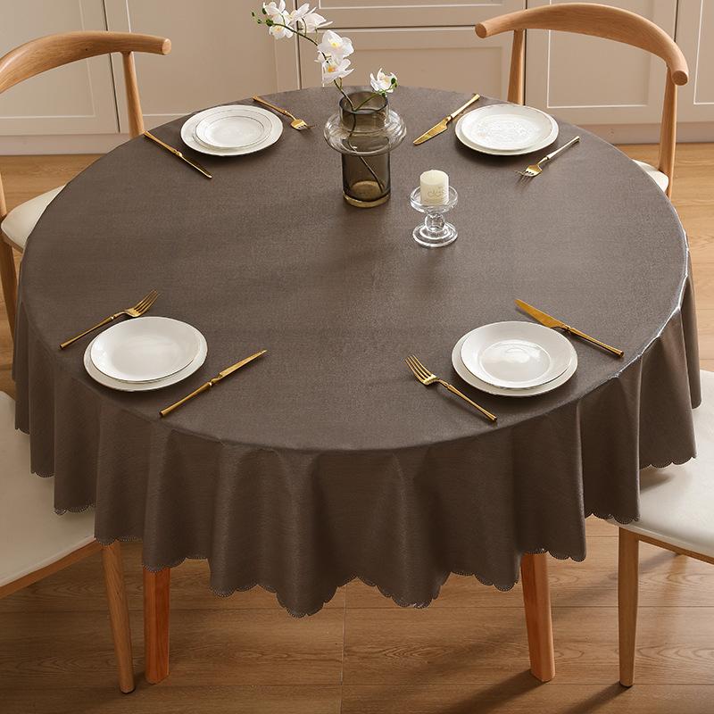 Simple Solid Color Table Cloth Waterproof Oil Resistant Round Dining Table Cloth Heat-resistant Non Washable Easy To Maintain