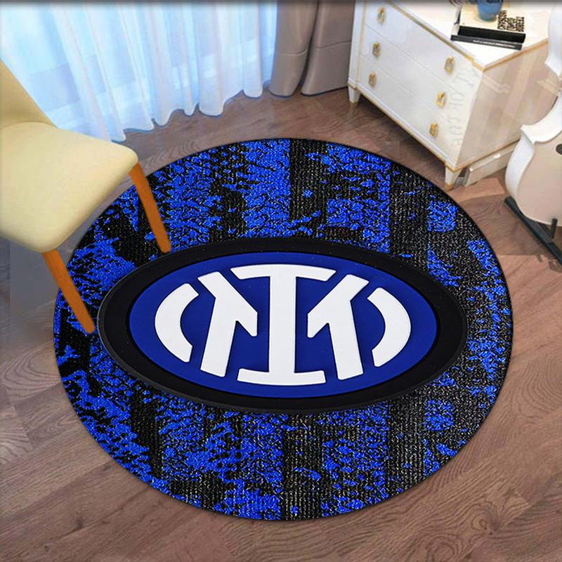 Inter Milan Printed Round Rug Carpet Chair Rug Area Rug Entryway Doormats,for Office Chair Living Room Bedroom Kitchen Room.