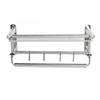 15.7in Bathroom Shelf Wall Mounted 201 Stainless Steel Waterproof Corrosion Prevention Towel Rack with Hooks for Shower