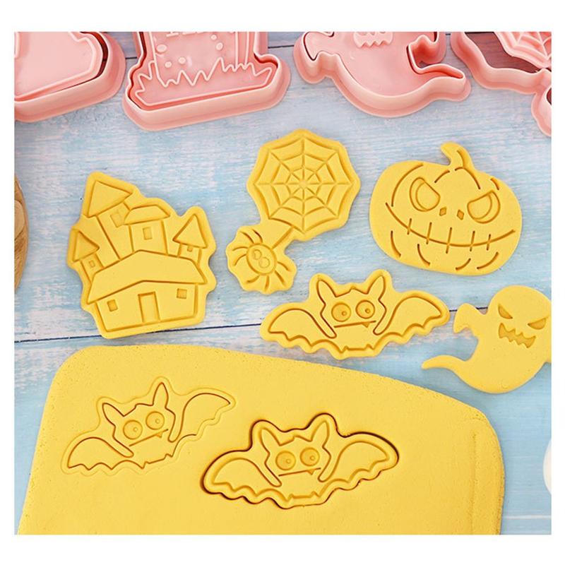 8Pcs/set Happy Halloween Bakeware Cookie Mold Biscuit Mold Ghost DIY Cartoon Press Baking Mold Halloween Party Cookie Tools Gift