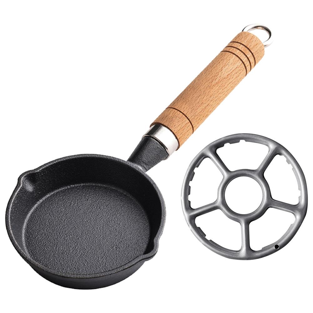

10/13/16 см чугунная сковорода для яиц с двойными сливными носиками, маленькая сковорода с деревянной ручкой, сковорода для блинов с антипригарным покрытием для кухни и дома CHINA