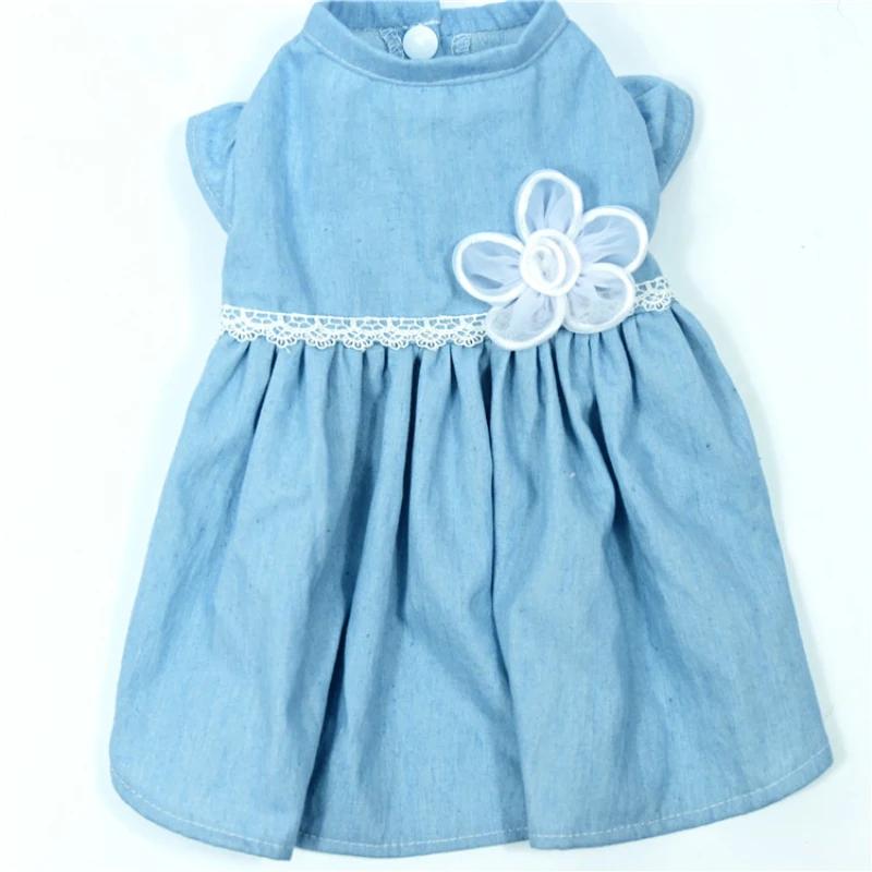 

Pet Dress Summer Dog Dress Denim Skirt Puppy Outfits Small Dog Clothes Dropshipping Pet Products Supplies Apparel Dog Clothing XXL синій