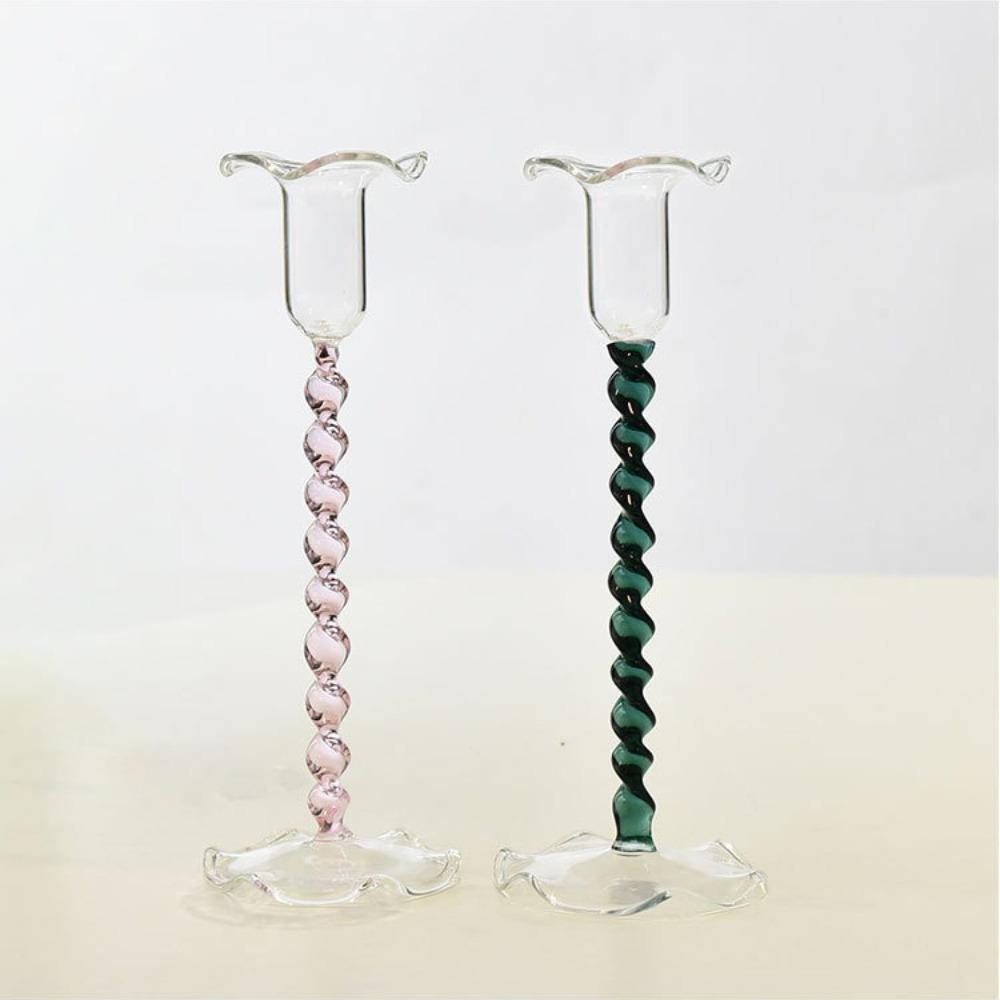 Europejski Styl Kielich na Świecę na Wysokiej Nóżce, Spiralny Świecznik w Kolorze Retro, Ślubna Domowa Kreatywna Dekoracja na Stół