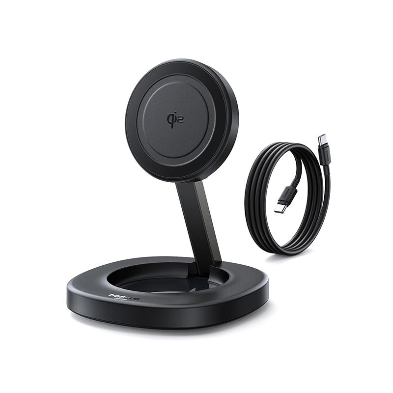 

Baseus Qi2 15W Складана бездротова зарядка-підставка Магнітна Регульований кут огляду Для iPhone 16 15 14 13 AirPods 2-го 3-го покоління Pro