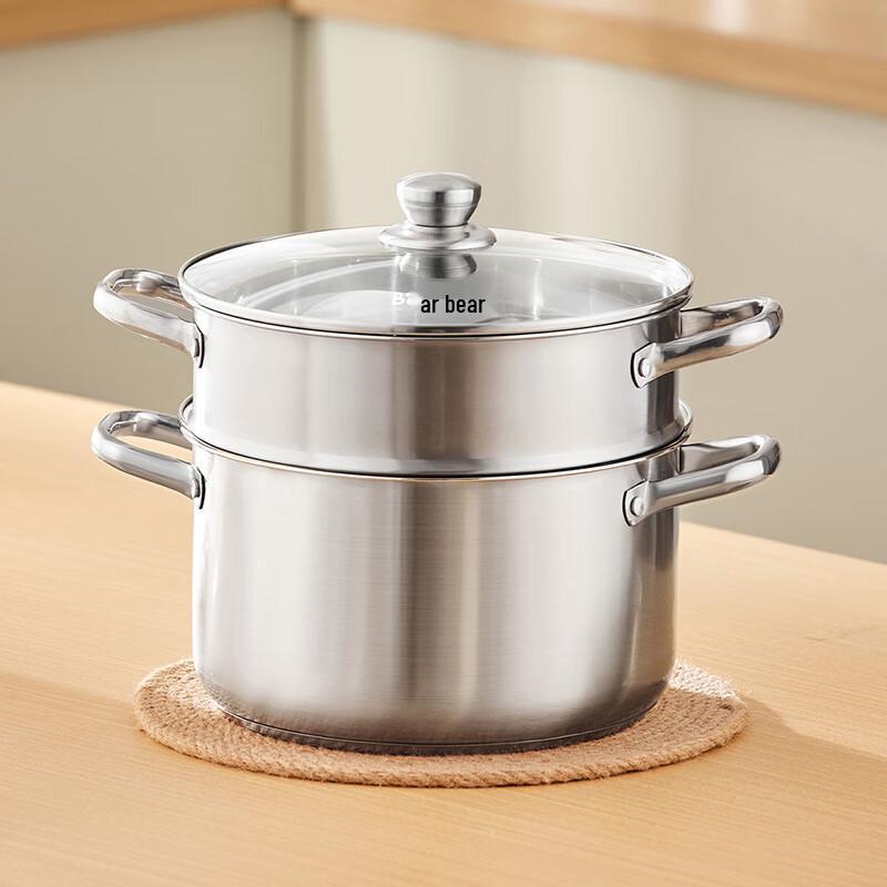 Bear 24cm 304 Stainless Steel Soup Pot with Steamer