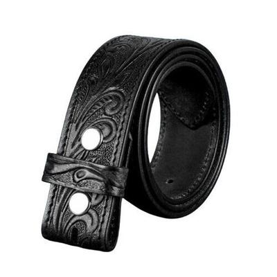 1,5" Široký westernový kožený opasek Kovbojský Rodeo Ležérní kožený opasek Květinový reliéf, Velikost 28" až 40"