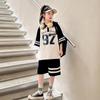 Girls' 2025 Summer Fashion Sportswear Two-Piece Set - Trendy Short-Sleeved Outfit for Big Kids