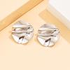 Geometric Baroque-Style Stainless Steel Round Pleated Earrings for Women - Personalized, Exaggerated Studs