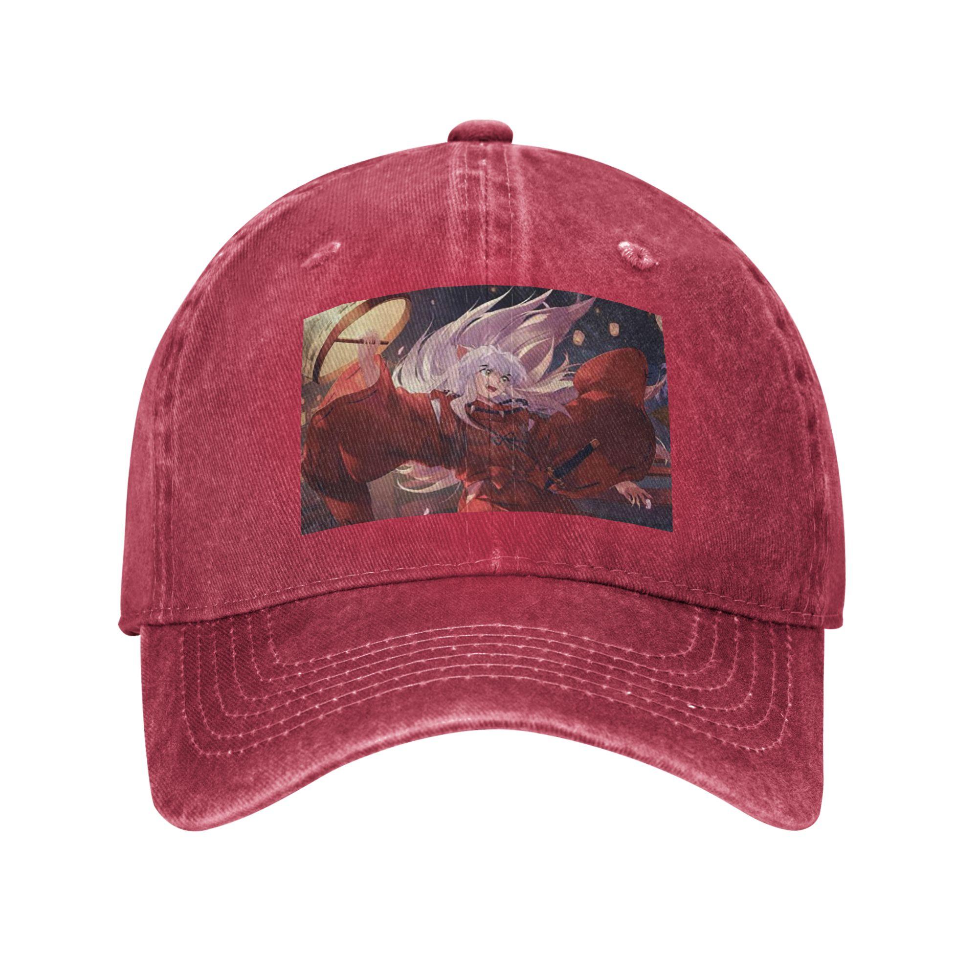 

Inuyasha Anime Baseball Caps Fashion Denim Fabric Hats Outdoor Adjustable Casquette Sports Baseball Cowboy Hat for Unisex Women One Size