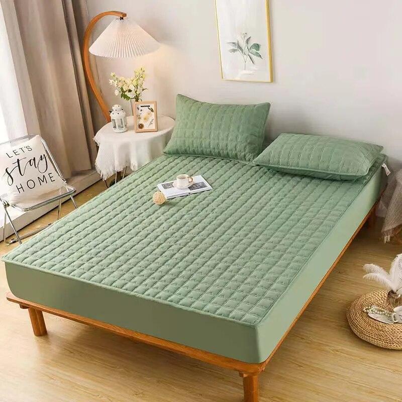 Husă de saltea matlasată super-impermeabilă, pentru o singură persoană, din bumbac brut, matlasat anti-umedare, cearșaf de pat nu este inclusă Față de pernă