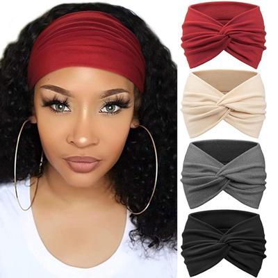 4Pcs Stretchy Soft Headband Good Elastic Knot Design Hair Band Solid Color Stretchy Washable Headband Hair Accessory