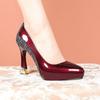 Fashion Fashion Patent Leather Stiletto Single Fall New Pointed Toe Shallow Mouth Slip-on Sequin Anti-Slip Wear-Resistant High Heels