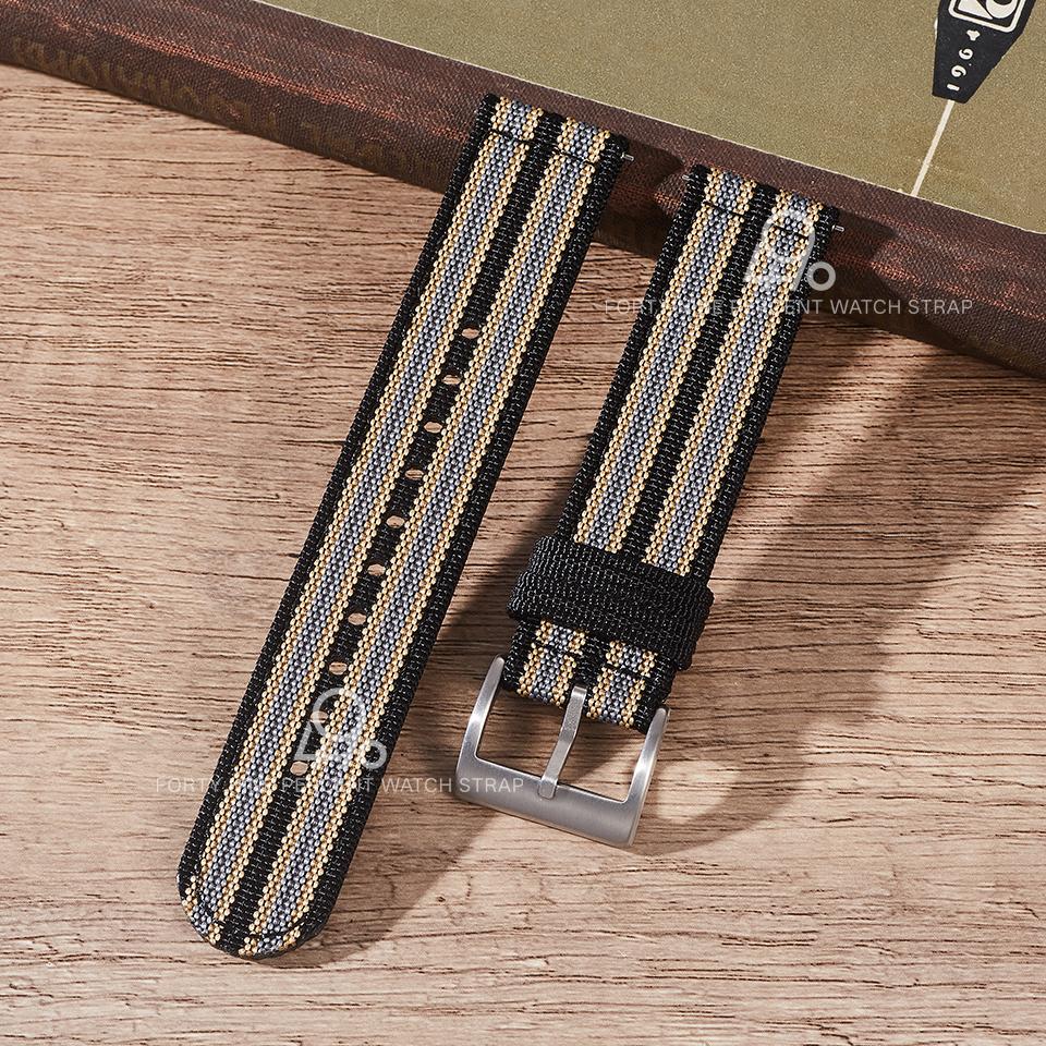 Quick Release 18/19/20mm Fabric Watch Band Man Bracelets 21/22/24mm Two Piece Ribbed Nylon Watch Strap for Seiko Omega Watches