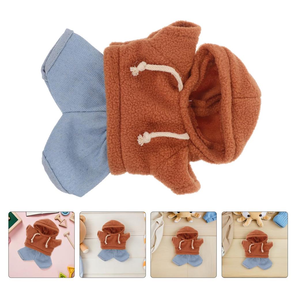 CALLARON Plush Doll Clothes Set (30cm) - Bear Hoodie & Jeans - Cute Mini Clothes Only - Dress Up DIY Accessories Costume