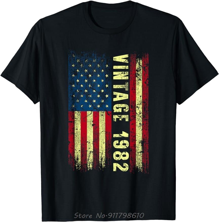 Vintage Born 1982 Retro Birthday Gifts T-Shirt Birthday Gifts O-Neck Oversized Unisex Tshirt Men's Clothing Fitness Tshirt Tees