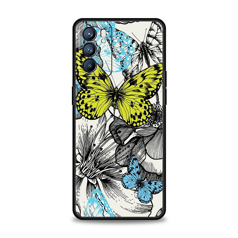 Butterfly Design Phone Case For Oppo Reno 13 12 11 10 7 F Find X5 X6 A98 A80 A79 A78 A57 A54 A31 A17 Pro 5G Soft TPU Cover Capas