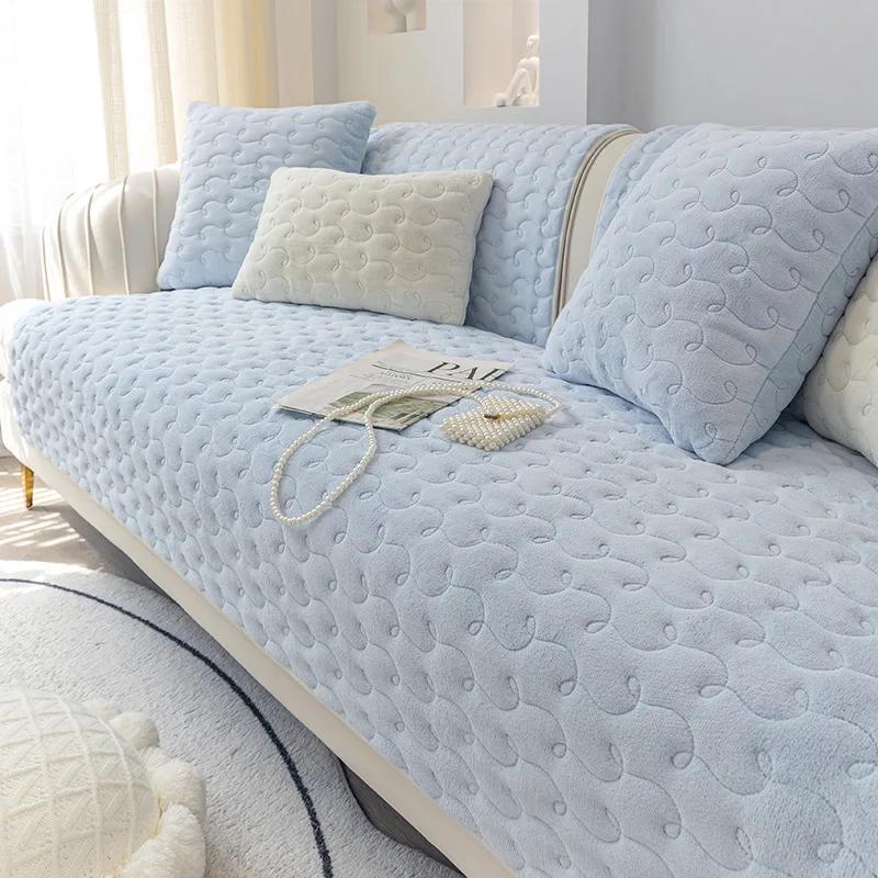 Plyšový polštář na pohovku Zahuštěný mléčný samet Malý čerstvý potah na pohovku Obývací pokoj Čtyřsezónní polštář na pohovku Jednoduchá moderní protiskluzová podložka