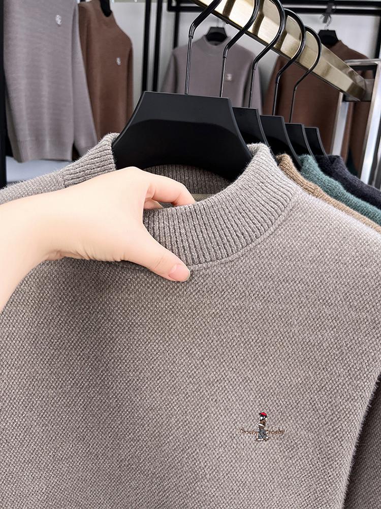 Herren Winter Chenille Samt Pullover: Halbhoher Kragen, Verdickte Strick-Basisschicht für mittleres Alter & junge Erwachsene.
