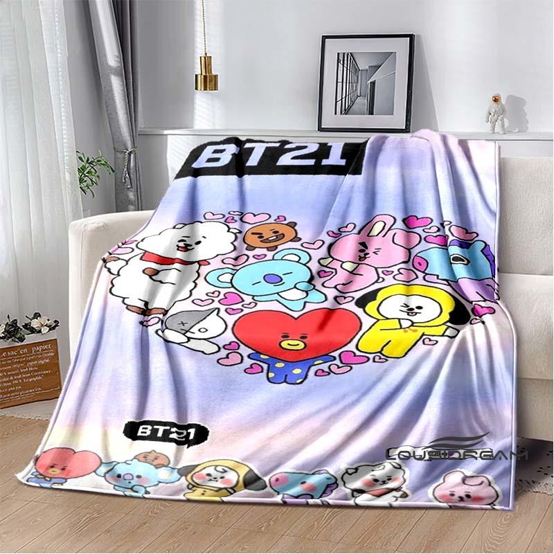2026 Nuova Collezione Cartoni Animati Anime BT21 Adorabile Coperta Ultra Morbida per Bambini Coperta da Divano Perfetta per Viaggi Divani Picnic