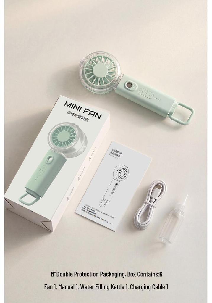 Rechargeable Mini Portable Fan: Long-Lasting, Quiet Turbine for Cool and Humidifying Experience