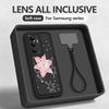 Lanyard Phone Case For Samsung Galaxy S26 S25 S24 Ultra S23 S25 FE A57 A37 A17 A56 A36 A16 A55 A54 A15 Pink Flowers Print Cover