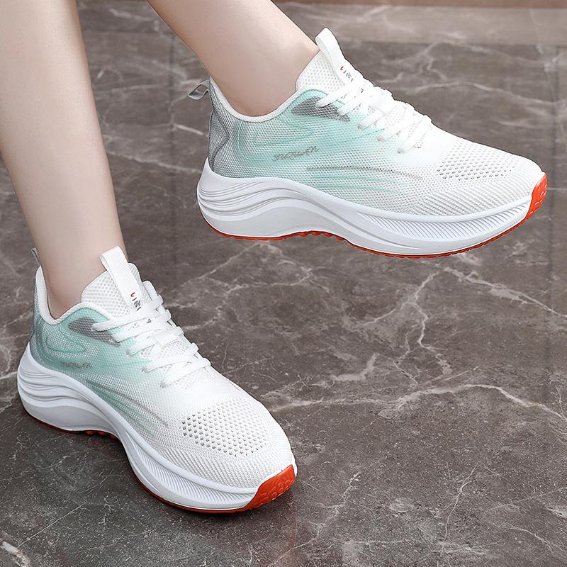 WomenGradient Pink Mesh Running Sneakers Soft Thick Cushion Sole Breathable Lightweight Non Slip Daily Walking Athletic Trainers