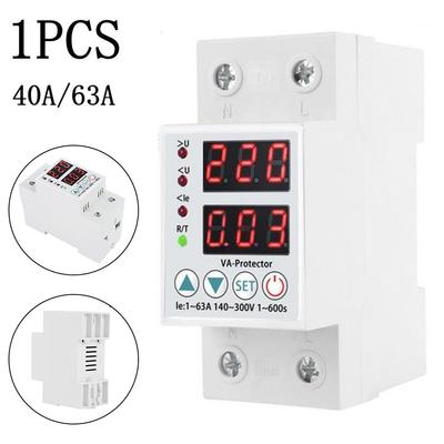Dual Display 40/63A 230V DIN Rail Digital Over and Under Voltage Surge Protector