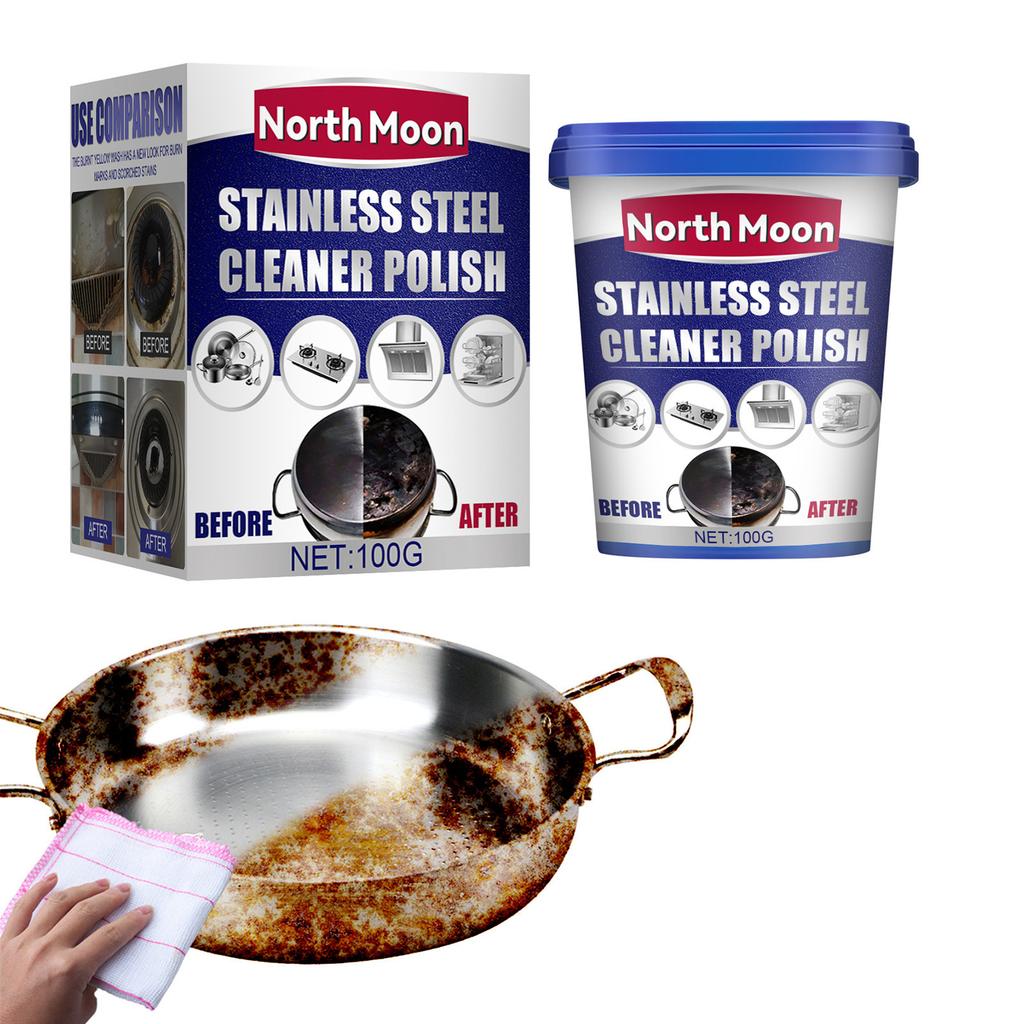 Limpador de Aço Inoxidável Pasta de Limpeza Potente Pasta Polidora de Metal Detergente Cremoso Forte Desincrustante de Fundo de Panela KitchenClean