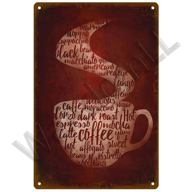 Vintage Metal Tin Sign for Coffee Kitchen Bar Decor, Retro Wall Art Plaque, Iron Painting Poster 26T0104 26T0104