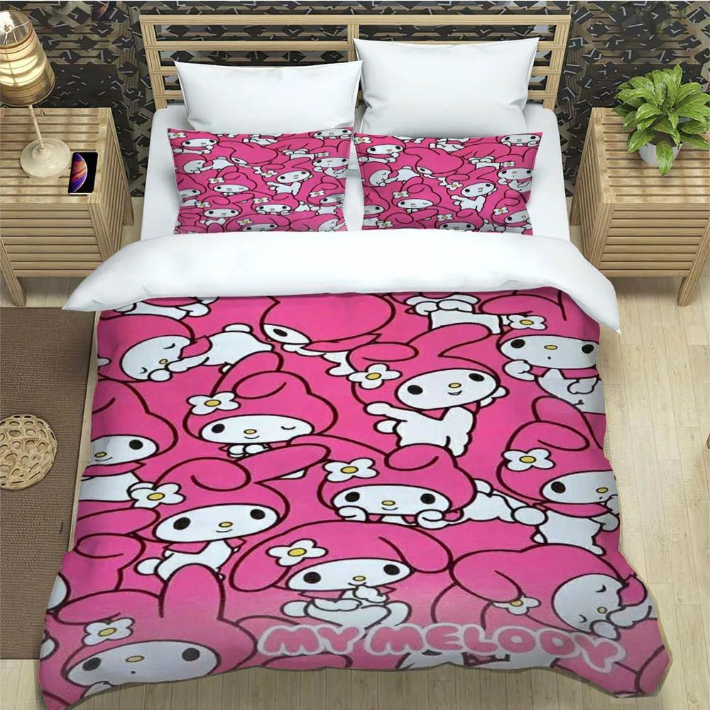 Cute My Melody Bedding Sets Exquisite Bed Pillowcase Children Duvet Cover Bed Comforter Set Bedding Set Luxury Birthday Gift