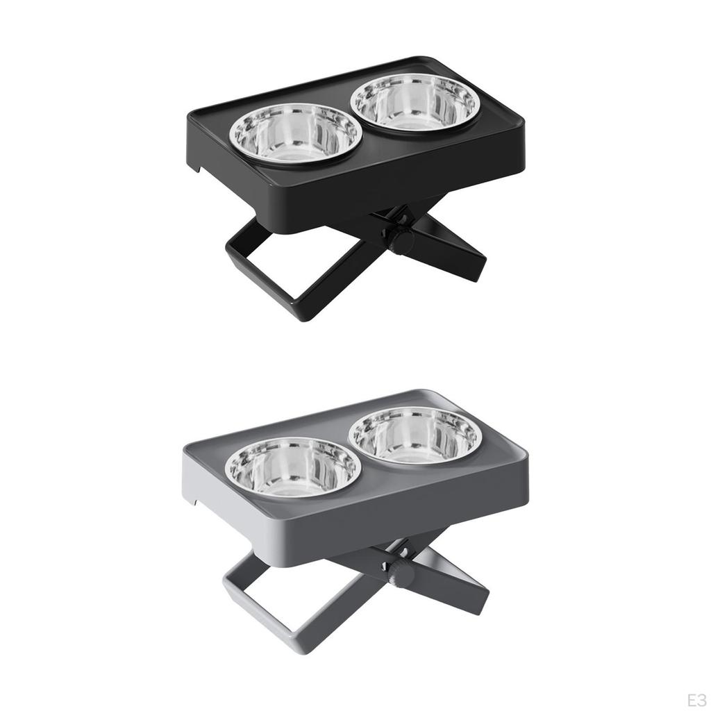 Adjustable Height Pet Feeder with Detachable Double Bowls - Modern Design
