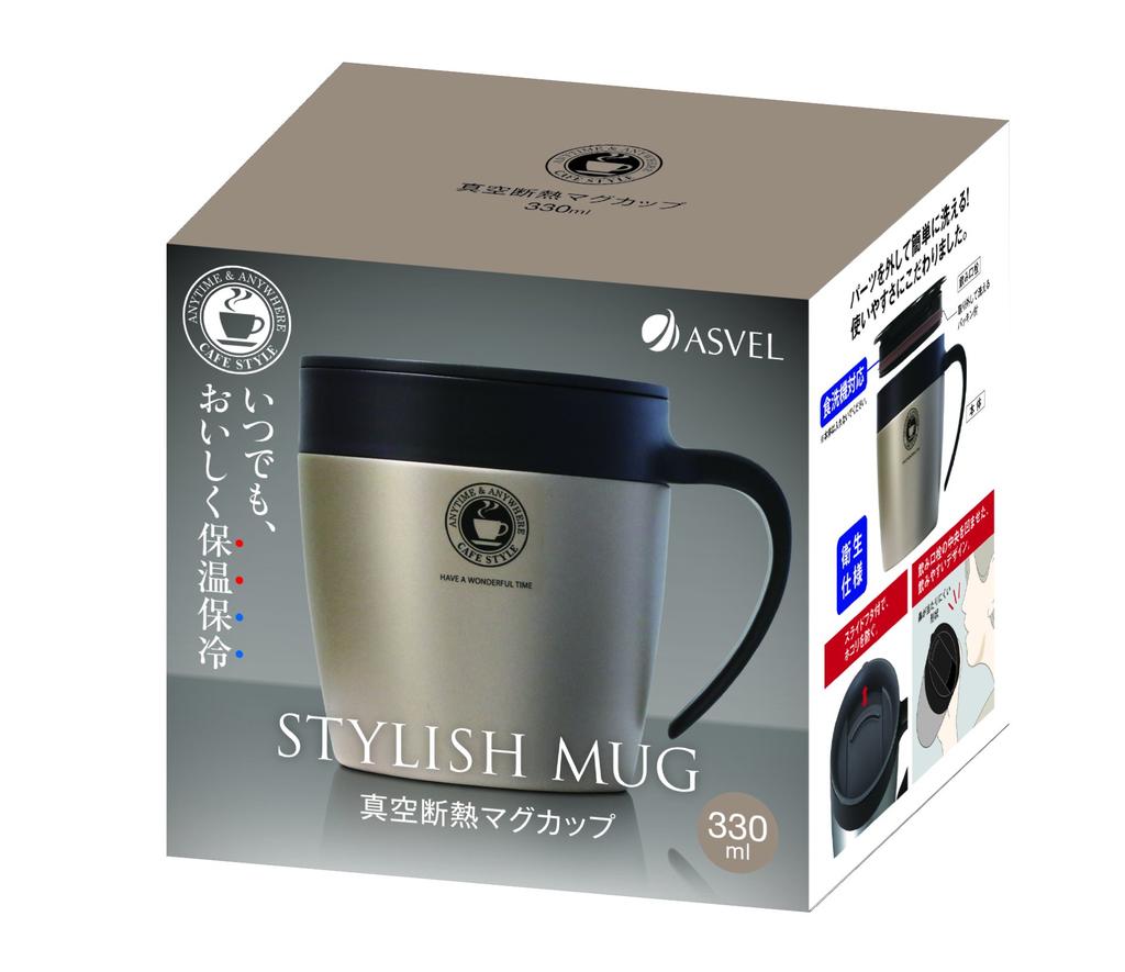 Asvel Vacuum Insulated Mug, 330mL, Champagne Gold, MG-S330N