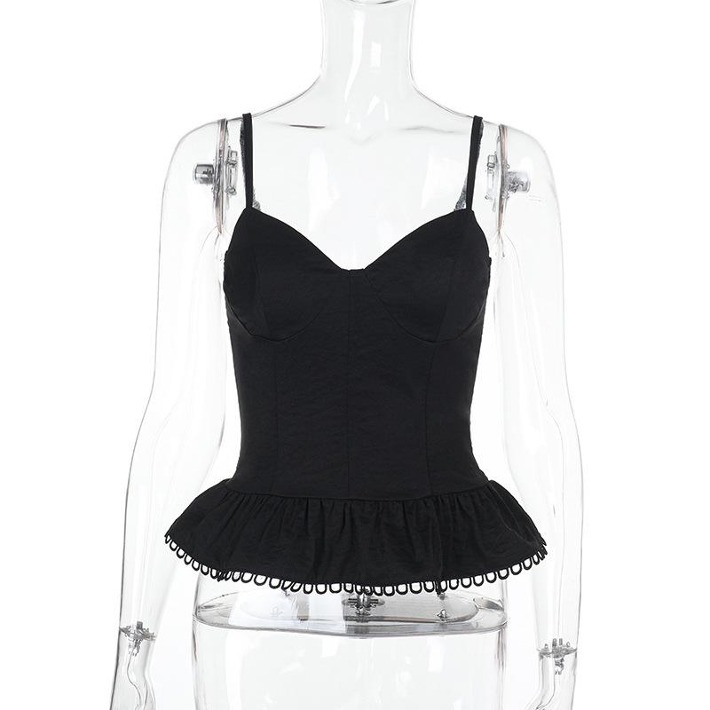 Women Sexy Waist Cincher Boned Strappy Solid Slim Cami Tank Top
