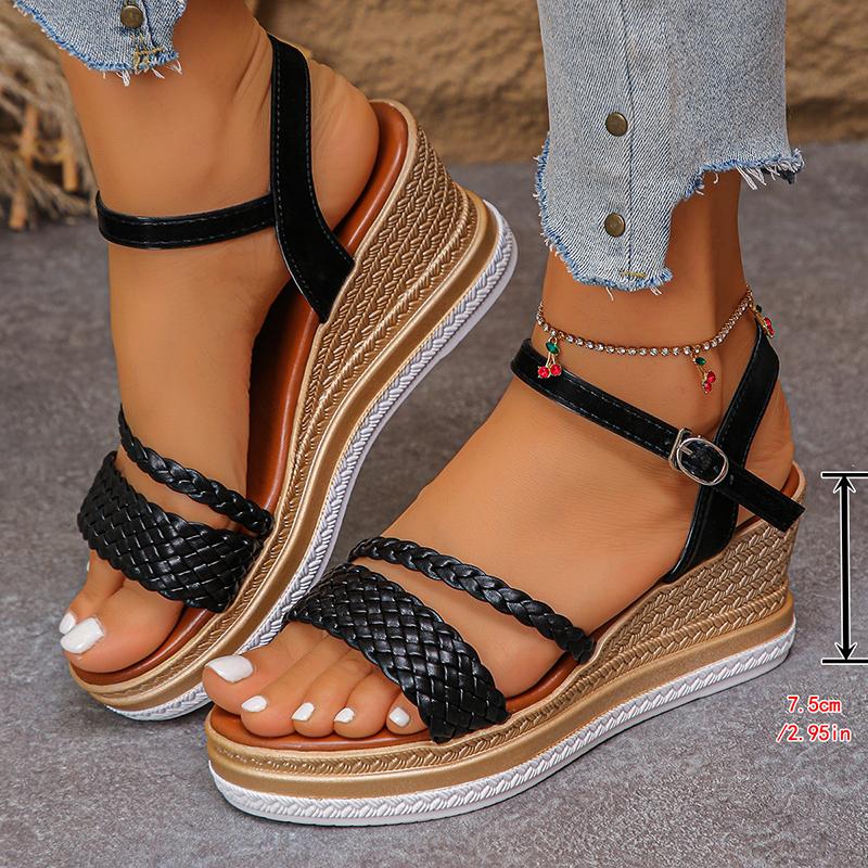 Sandali con Zeppa Intrecciati alla Moda per Donna Sandali Piattaforma Leggeri con Cinturino a Fibbia Donna Estate Suola Spessa Sandali da Spiaggia Donna