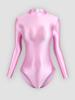 Solid Color High-Cut Rhythmic Gymnastics Leotard Ballet Dancewear - Women's Silky Luster One-Piece Swimsuit Base T-Shirt