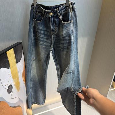 Full of Texture~ Exported Vintage Retro Autumn and Winter Jeans, Wide-Leg Fashion Straight-Cut Heavy-Duty Washed Pants