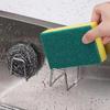 40PCS Kitchen Sponges Holder Stainless Steel Sink Sponges Drain Drying Rack Self Adhesive Storage Holder Wall Hooks Kitchen Organizer