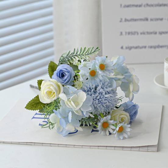 1/5/6Pcs Artificial Rose Bouquet 7 Fork Fake Silk Flower with Green Leaves Home Wedding Party Table Centerpiece Indoor Outdoor Faux Bloom Decoration