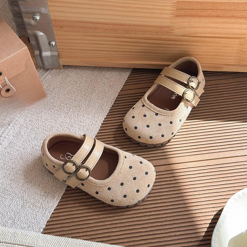 Girls  Shoes, Children s Leather Shoes, Retro Shallow-toe Single Shoes, Baby Shoes 21 абрикосовый