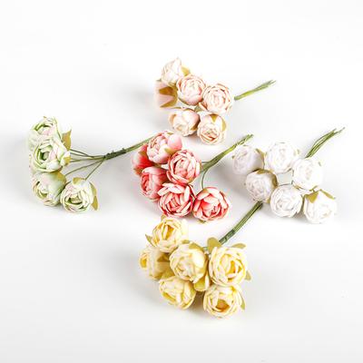 6 Pieces Fake Tea Roses Wedding Decorative Flowers Wreaths Christmas Craft Materials Home Decor Accessories Artificial Flowers