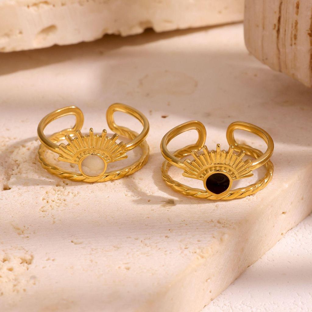 Cross Stainless Steel Court Style Luxury Drip Oil Openable Ring for Women