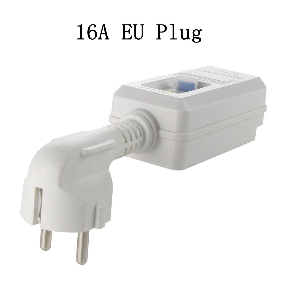 220V 240V White GFCI Leakage Protection Safety RCD Socket Adaptor Home Circuit Breaker Cutout Powers Trip Switch 16A EU Plug